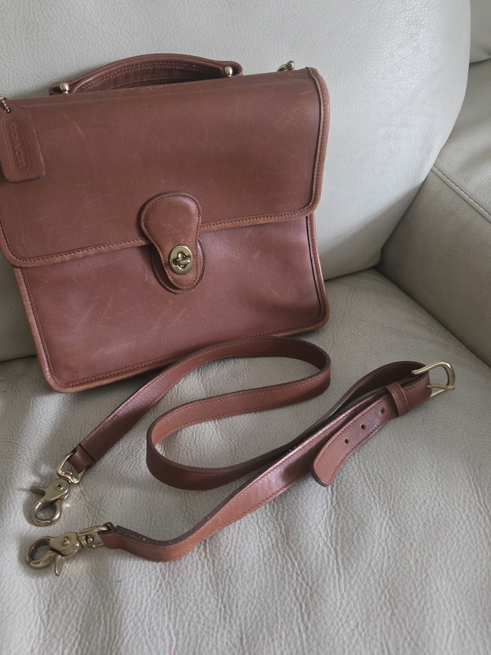 Coach Vintage Brown Leather Briefcase Crossbody 9927 - Picture 12 of 16